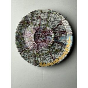 Mitterteich Bavaria London Map Saucer Vintage German Porcelain Cartography Plate